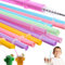 Lot de 12 pailles rigides réutilisables avec brosses de nettoyage, pailles en plastique colorées, 23 cm, couleurs arc-en-ciel, pailles de rechange, pour smoothies, jus, cocktails, boissons chaudes