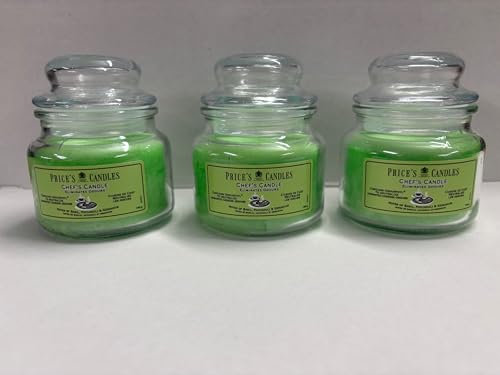 Price's Chef's Candle - Vela de chef, pachulí de albahaca y geranio, eliminación de olores, 100 g, juego de 3 velas de chef