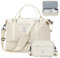 Wochenendtasche für Damen, persönliche Gegenstände, Reisetasche mit Schuhfach, Reisetasche mit Kulturbeutel, Gesteppt, Beige, Large
