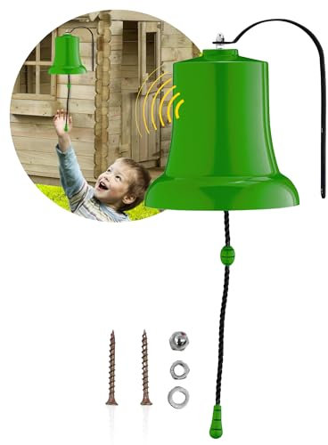 Spielturmking® Schiffsglocke Felix - Wetterfestes Spielturm Zubehör - Mit echtem Geräusch Dank Metallglocke, Glocke für Spielturm, Stabile Metallhalterung, Spielturm Glocke, Spielplatz Outdoor (Grün)
