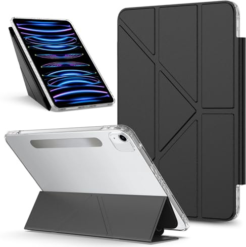 YRDUKJFDJ Sac pour Tablette PC, étui for iPad Air 13 inch Case M3 2025/ M2 2024 Cases Detachable Magnetic Cover Slim Protective Case,Multi-Angle Viewing Transparent Back Stand Shockproof Shell(Svart)