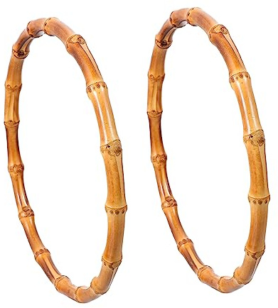 AKOOSY Manici in Bamboo per Borse, Accessorio Fai da Te 2 Pezzi, Rotondi | Plastica, per Borse Fai da Te e Pochette, Stile Semplice ed Elegante, Ricambio Pratico