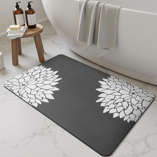 SIXHOME Super Absorbierende Badematte Schnell Trocknend rutschfeste Badematte Badvorleger Duschvorleger für Badewannen Badezimmer Dunkelgrau 40 * 60cm