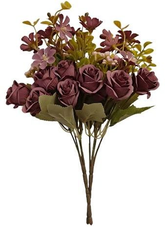 synxzen Künstliche Rosen Lila Violett - 2 Bündel Seidenblumen mit Füllblumen, 30cm Kunstblumen Strauß für Hochzeit Tischdeko Vase Elegante Heimdekoration