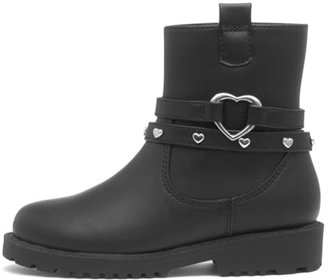 Walkright Lane Girls Black Zip Up Heart Ankle Boot - Size 3 UK - Black