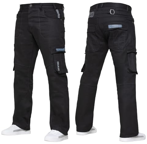 989Zé ENZO Mens Cargo Combat Jeans Casual Cotton Denim Straight Leg Pants Trousers