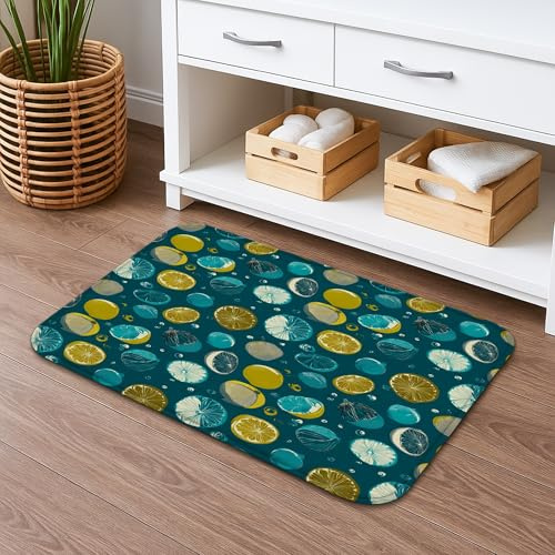 Badematte mit bunten Punkten, schnelltrocknend, modernes kreisförmiges Muster, saugfähig, rutschfest, Flanell, waschbar, Badteppiche für Badezimmer, WC, dekorativ, 40,6 x 61 cm