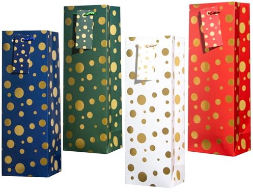 12PCS Wine Gift Bags with Gift Tags,13.7 Dots Bottle Bags for Men Women's Birthday,Valentine's Day,Mother's Day,Father's Day,Weddings,Christmas,Thanksgiving,Halloween, Easter ALL OCCATION