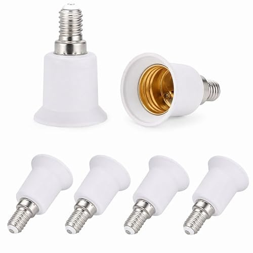 E14 vers E27 Adaptateur de Douille, Lot de 6 Adaptateur Convertisseur de Douille SES vers ES Base de Lampe, 0–250V Compatible Ampoules LED CFL Halogène et Incandescente pour Usage Domestique