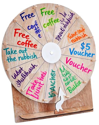 UNICRAFTALE Spinner Gewinnspiel Roulette Drehscheibe Aus Holz Aus Peru Beschreibbare Und Abwischbare Oberfläche 35cm Montage Ideal Für Brautpartys Und Verlobungsfeiern