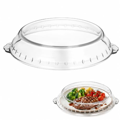 MAGICLULU 11 Inch Borosilicate Glass Microwave Splatter Cover with Handles, Oven & Microwave Safe Food Splash Guard Lid, Transparent Serving Dish Dome, Dishwasher Safe