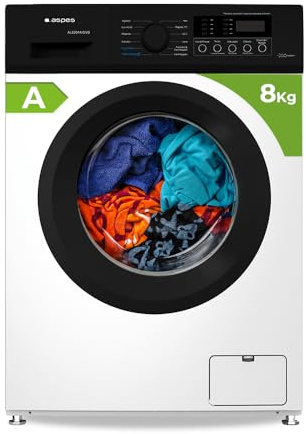 Aspes Lavadora 8 Kg Carga Frontal, Blanco, AL8201AIDVB. 1200 rpm, Motor Inverter, 12 Programas, Tambor Acero Inoxidable, Clase de Eficiencia Energética A
