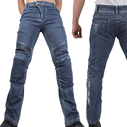 Motorradhose Jeans -Ranger- Leicht Dünn Herren Sommer Textil Jeanshose Slim Fit Motorrad Textilhose Männer Eng Stretch - schwarz - L