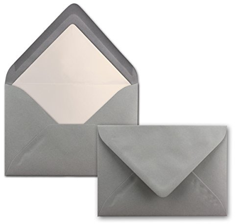 200 Briefumschläge Graphit-Grau - DIN C6 - gefüttert mit weißem Seidenpapier - 90 g/m² - 11,4 x 16,2 cm - Nassklebung - NEUSER PAPIER