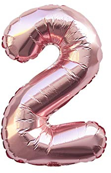 Oblique Unique® Folien Luftballon mit Zahl Nummer in Roségold für Geburtstag Jubiläum Party Deko Folienballon - Zahl wählbar (Nr 2)