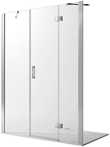 Idralite Duschtür 165CM H190 Klarglas mit Easy-Clean mit Easy-Clean Mod. Flip Tür + Feste Scheibe