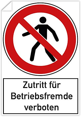 3 Stück Aufkleber Zutritt für Betriebsfremde verboten mit Warnsymbol – Hinweisschilder für Betriebe – selbstklebende Warnschilder (300 x 200 mm | Weiß)