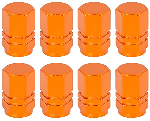 X AUTOHAUX Reifen Deckel Ventilkappen für Auto/Fahrrad, Orange, 8 Stück