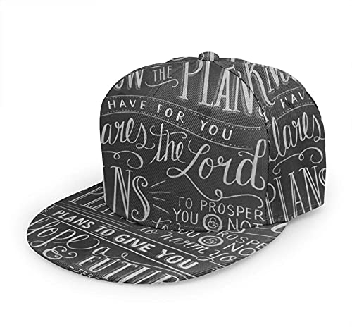 Oaieltj Unisex Baseball Cap Erwachsene Teens Adjustable Snapback Flat Brim Baseball Cap Cool Hip Hop Hat, Vintage Christian Bible Scripture Quotes on Wood, One size
