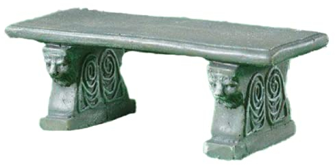 Gartenbank für Puppenhaus, grauer Stein, gealterte Gartenbank, Miniatur-Gartenpark-Möbel