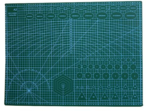 A1 A2A3 A4 A5 Cutting Mat Non-Slip Self Healing Sewing Quilting Cutting Board Double Sided Grid Crafts Modelling Paper-Craft Green (Green, A2)