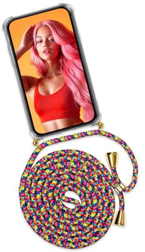 ONEFLOW Handykette für Huawei nova 9 / Honor 50 Hülle mit Band, Handyhülle mit Kette abnehmbar, Handyband zum Umhängen, Handy Umhängeband Lange Handykordel, Twist Case – Bunt