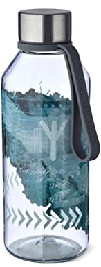 Wasserflasche Trinkflasche 0,65 L - auslaufsicher, BPA frei, leicht, mit einem Silikonband zum bequemen Tragen für Sport, Fitness, Büro, Ausflüge GRAU