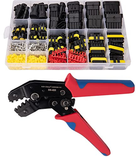 Lot de 708 connecteurs de fils électriques étanches 1/2/3/4/5/6 broches mâles et femelles avec outil de sertissage