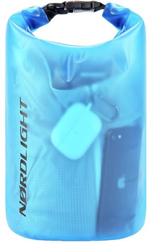 Nordlight Dry Bag 15L Wasserdichter Beutel - (Blau) Wasserdichter Packsack Mit Roll Top Verschluss Und Schultergurt | Schwimmen, Baden, Strand, Kanu, Stand Up Paddling, Tauchen