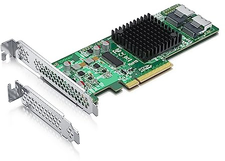 H!Fiber LSI SAS 9211-8i RAID Controller Card, 6Gb/s Internal SAS/SATA HBA Card, LSI 2008 Chip, PCI Express 2.0 X8, 2X SFF-8087 Ports