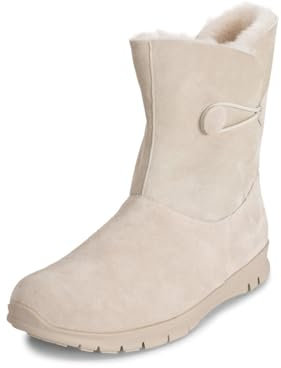VITAFORM® Lammfellstiefel Veloursleder | Flauschige und wärmende Boots für Damen I Bequem auch für breite Füße I Winterboots in tollen Farben I Offwhite Gr. 39