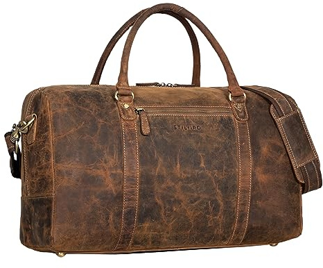 STILORD 'Iska' Vintage Reisetasche Groß aus echtem Leder - stilvoller Reisebegleiter!, Farbe:Calais - braun
