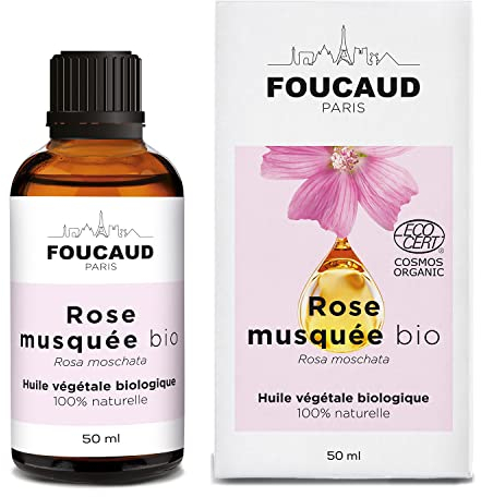 FOUCAUD | Huile végétale de Rose Musquée | Rosa moschata | BIO | 100% naturelle | Adoucissante | Anti-tâches | Régénérante | Assouplissante | 50 ml | Marque Française depuis 1946