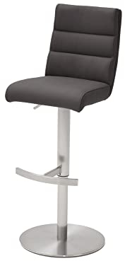 Robas Lund Barhocker Anthrazit Leder drehbar 360°, Barstuhl höhenverstellbar, Giulia B