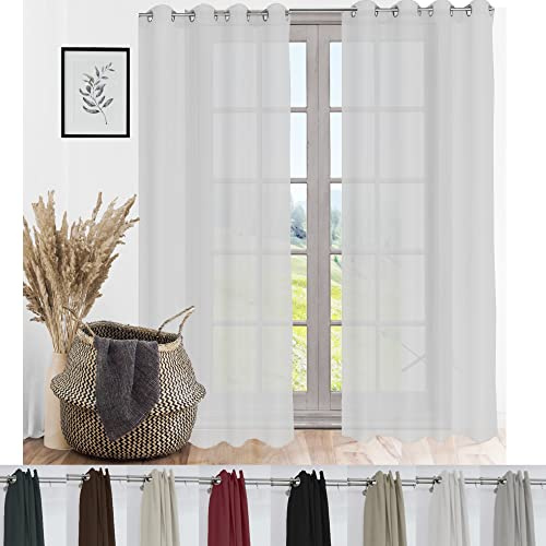 Cleanlevel EST 2016 Vorhang halbtransparent Vorhänge Blickdichte Gardine Ösen Gardinen Schal Wohnzimmer (2, Weiß, 140 (B) x 245cm (L))