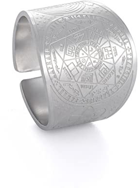 Bague Sceau des 7 Archanges Bague des 7 Saints Anges Bague Prière Talisman Amulette Bague Acier Inoxydable Protection Bijoux Religieux Cadeaux pour Homme Femme