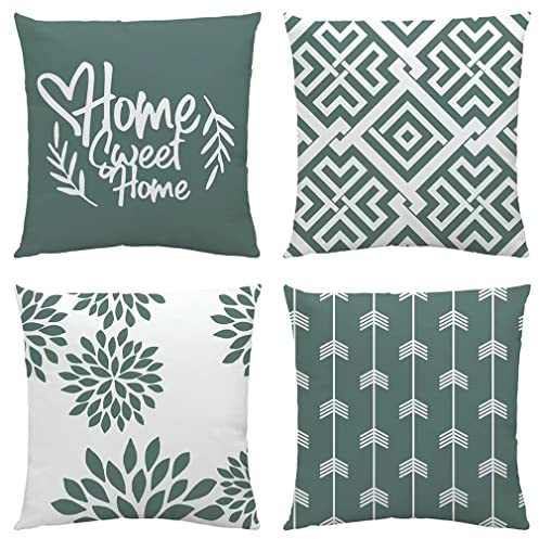 NIULAA Weich Kissenbezug 40x40 4er Set Aqua Grün,Deko Kissenbezüge Couchkissen Modern Kuschelig Dekokissen Kissenhülle Quadratisch Kissen Bezug Sofakissen Zierkissen Wohnzimmer Bett Draußen