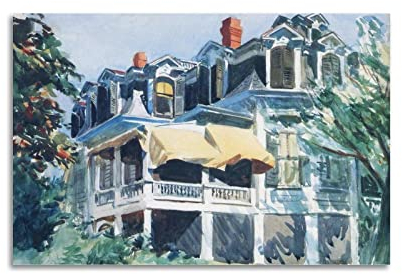 OdDdot Edward Hopper Maler-Kunstwerk – Das Mansarddach, Druckposter, Kunstdruck, Wandbild, Foto, Farbe, Hängebild, Familie, Schlafzimmer, Dekoration, Geschenk, 60 x 90 cm