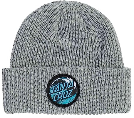 SANTA CRUZ Beanie Wave Dot Long Shoreman Unisex Skate Beanie, Meliert, Grau, Einheitsgröße