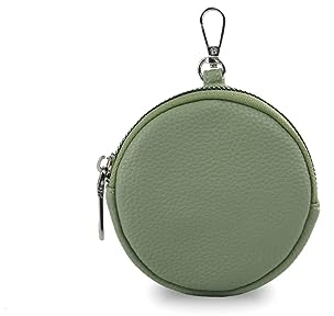 stylx Fashion You Want Damen Münzbörse aus echtes Leder, kleine Geldbörse mit Reißverschluss, Mini Portemonnaie Coin Pocket für Frauen Mädchen Kinder (dunkelgrün)