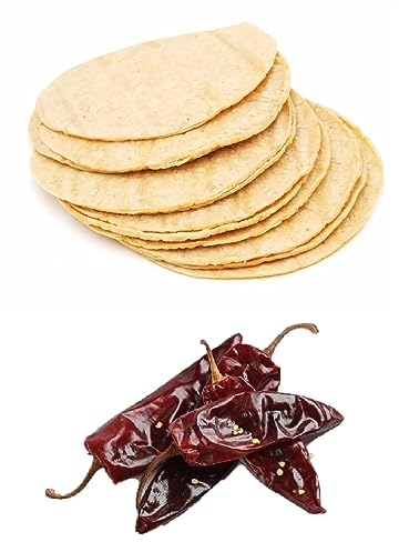 Tortillas mexicanas auténticas con Nixtamal 500 g y guajillo de chile, piezas enteras, secadas al sol, 100 g