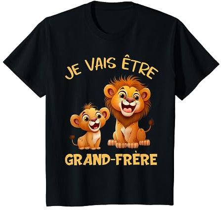 Enfant Je vais être grand frère deux lions grand et petit lion T-Shirt