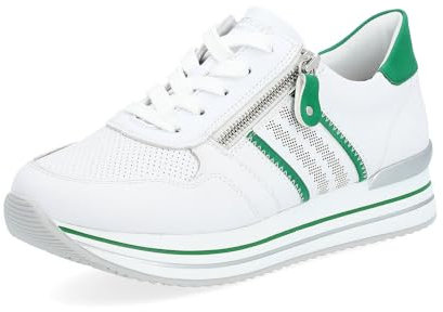 Remonte Damen Low-Top Sneaker D1318, Frauen Halbschuhe,lose Einlage,straßenschuhe,Strassenschuhe,Freizeitschuhe,Turnschuhe,Weiss Kombi (82),45 EU