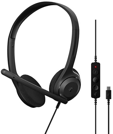 EPOS C1 Auriculares USB-C Cableados - Audio Hi-Fi, Micrófono con Reducción de Ruido, Diseño Ergonómico para Uso Prolongado, Cascos On-Ear, Ideal para Oficina y Trabajo Remoto, Certificado Chromebook
