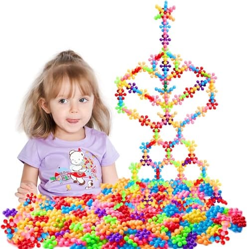 PLMMOUT 220 Stück Bausteine für Kinder, Bausteine Lernspielzeug, Teile Blöcke Building Bricks, Bauklötze Spielzeug für 3 4 5 6 Jahren Jungen und Mädchen