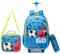 Egchescebo Kinder Rucksack mit Fußball Rollen Kinderkoffer Jungen für Koffer Schultrolley Kindertrolley Trolley Groß Schultasche Handgepäck Kindergepäck 17 3pcs Sätze Geeignet Grundschüler Himmelblau