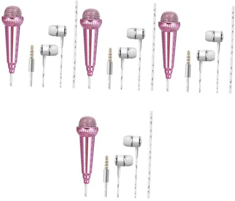 BESTonZON 4pcs Mini Condenser Microphone for Smartphone Usb Mic Boys and Girls Singing Microphone Phone Mic