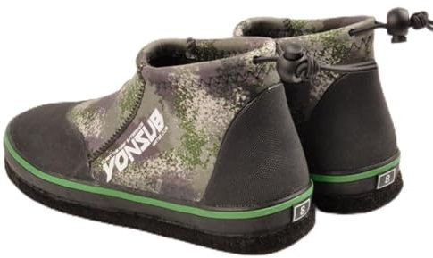 Zapatos de pesca de roca con suela de fieltro grueso, zapatos de neopreno con autobloqueo para hombres y mujeres, botas de pesca de caza, adecuadas para roca, barro, playa, unisex (12 (46-47) verde
