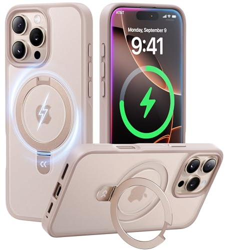 CASEKOO MagicStand für iPhone 16 Pro Hülle mit MagSafe [Unsichtbarer Ständer] [MIL-STD-810H Militärstandard] Stoßfeste Schutzhülle Dünne Griffige Matte Handyhülle iPhone 16 Pro Case - Wüstensand