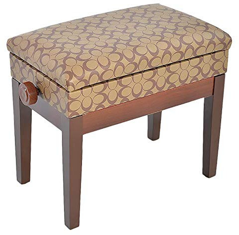 Höhenverstellbare Klavierbank aus Leder mit Ablagefach, klassisches Retro-Design, braun, Einzelperson, sitzend